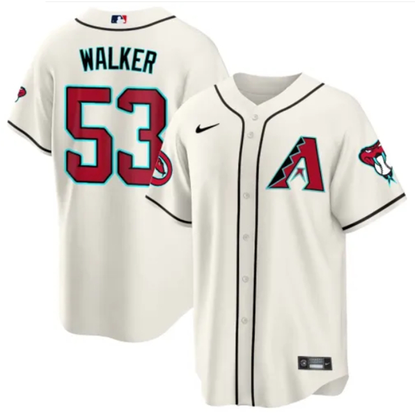Men's Arizona Diamondbacks #53 Christian Walker 2023/24 Cream Cool Base Stitched Baseball Jersey